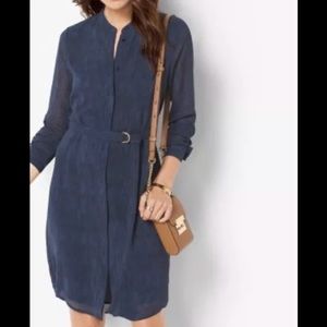Michael Kors Blue Indigo Chiffon Shirtdress